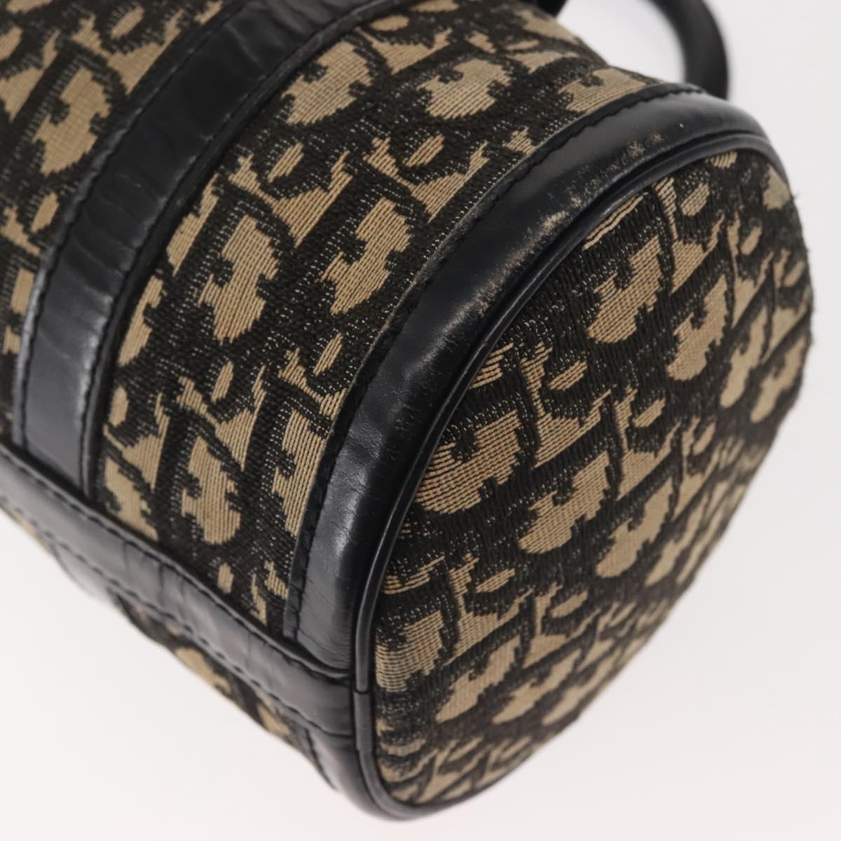 Christian Dior Trotter Canvas Hand Bag Black Silver Auth 144090