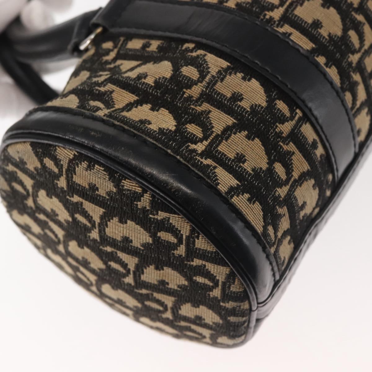 Christian Dior Trotter Canvas Hand Bag Black Silver Auth 144090