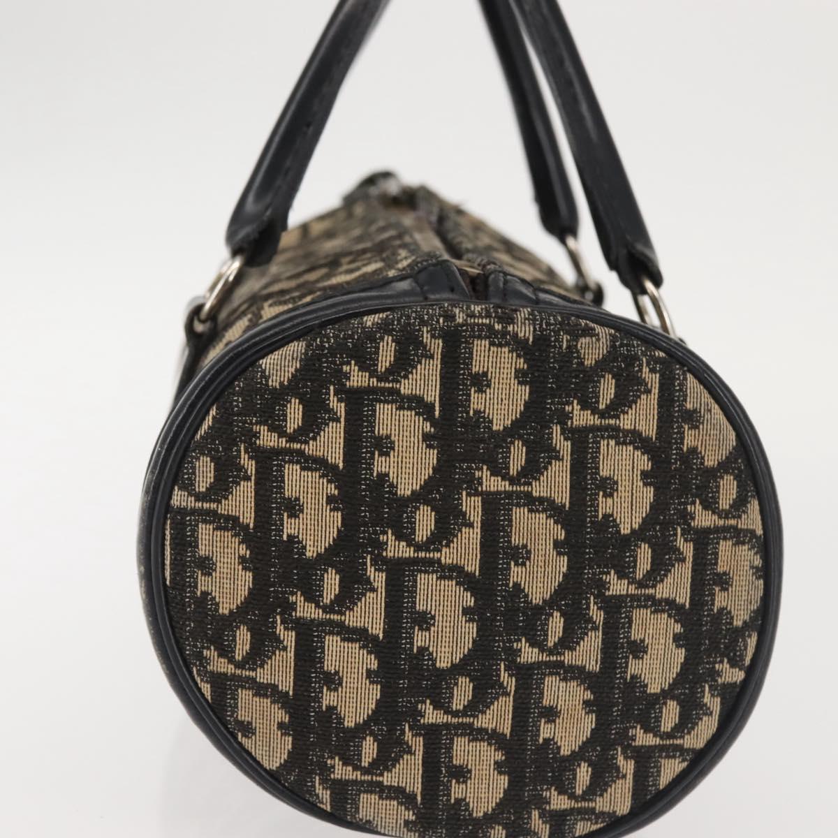 Christian Dior Trotter Canvas Hand Bag Black Silver Auth 144090