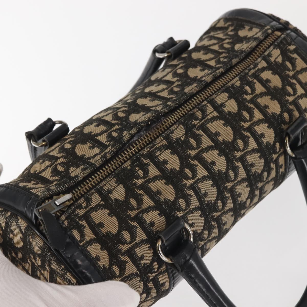 Christian Dior Trotter Canvas Hand Bag Black Silver Auth 144090