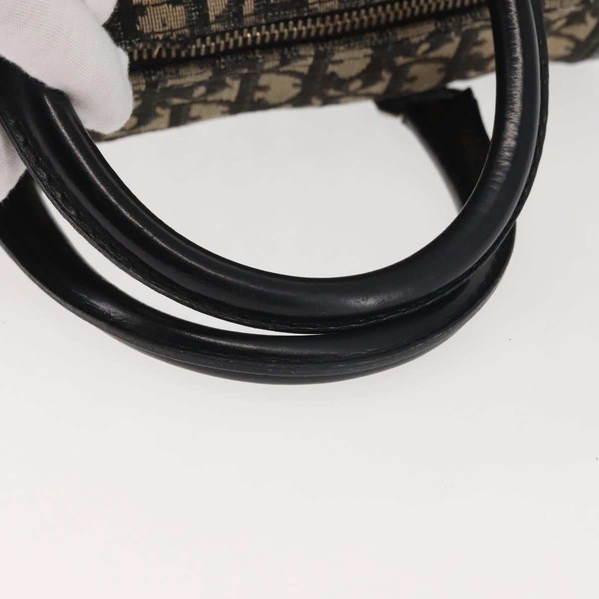 Christian Dior Trotter Canvas Hand Bag Black Silver Auth 144090