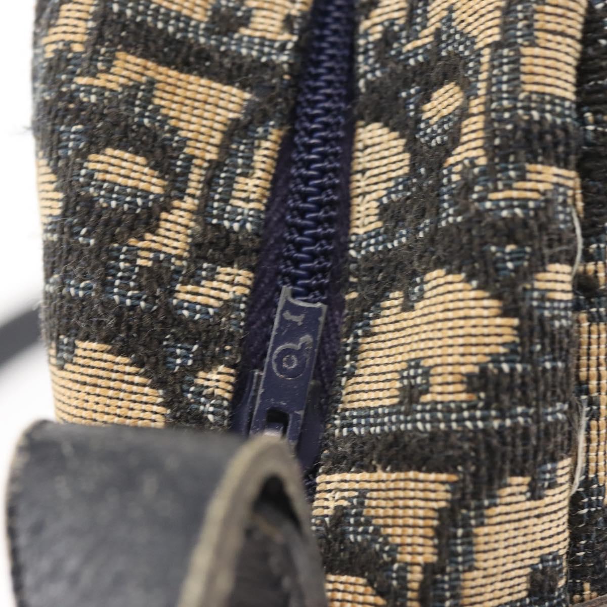 Christian Dior Trotter Canvas Shoulder Bag Navy Gold Auth 144091