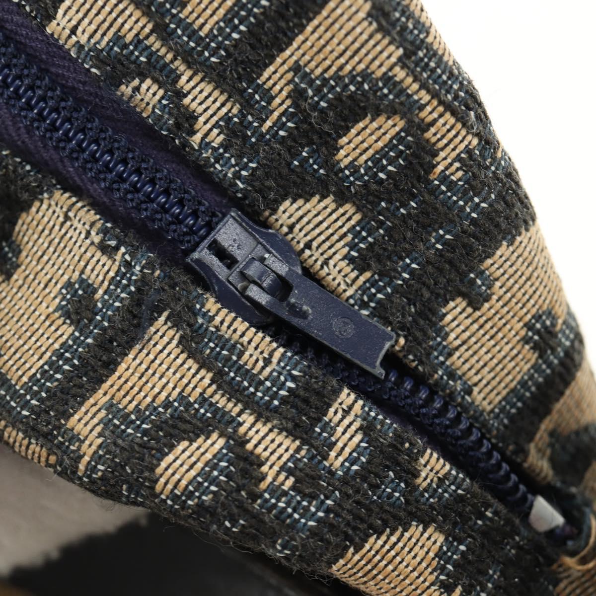 Christian Dior Trotter Canvas Shoulder Bag Navy Gold Auth 144091