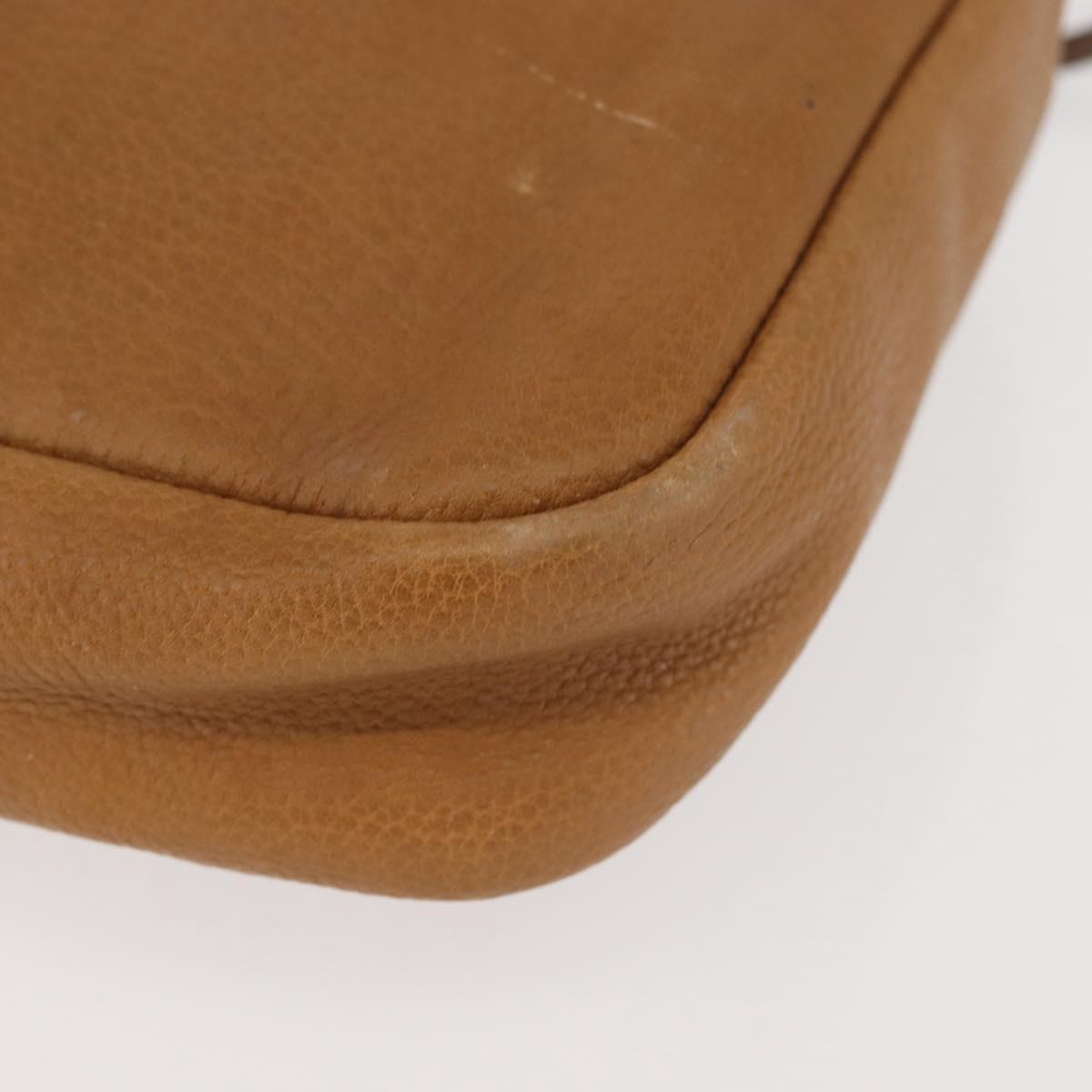 LOEWE Anagram Shoulder Bag Leather Beige Gold Auth 144092