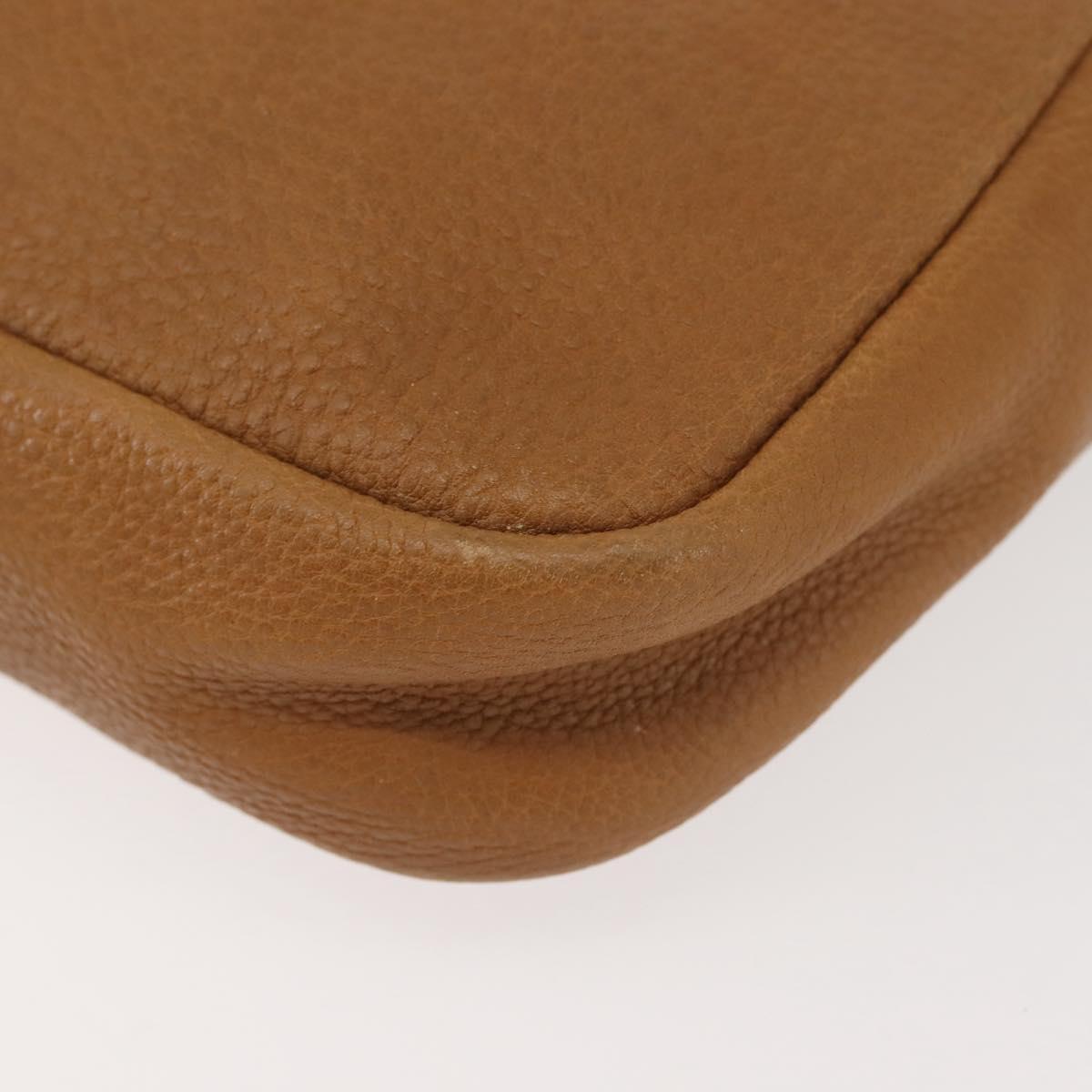 LOEWE Anagram Shoulder Bag Leather Beige Gold Auth 144092