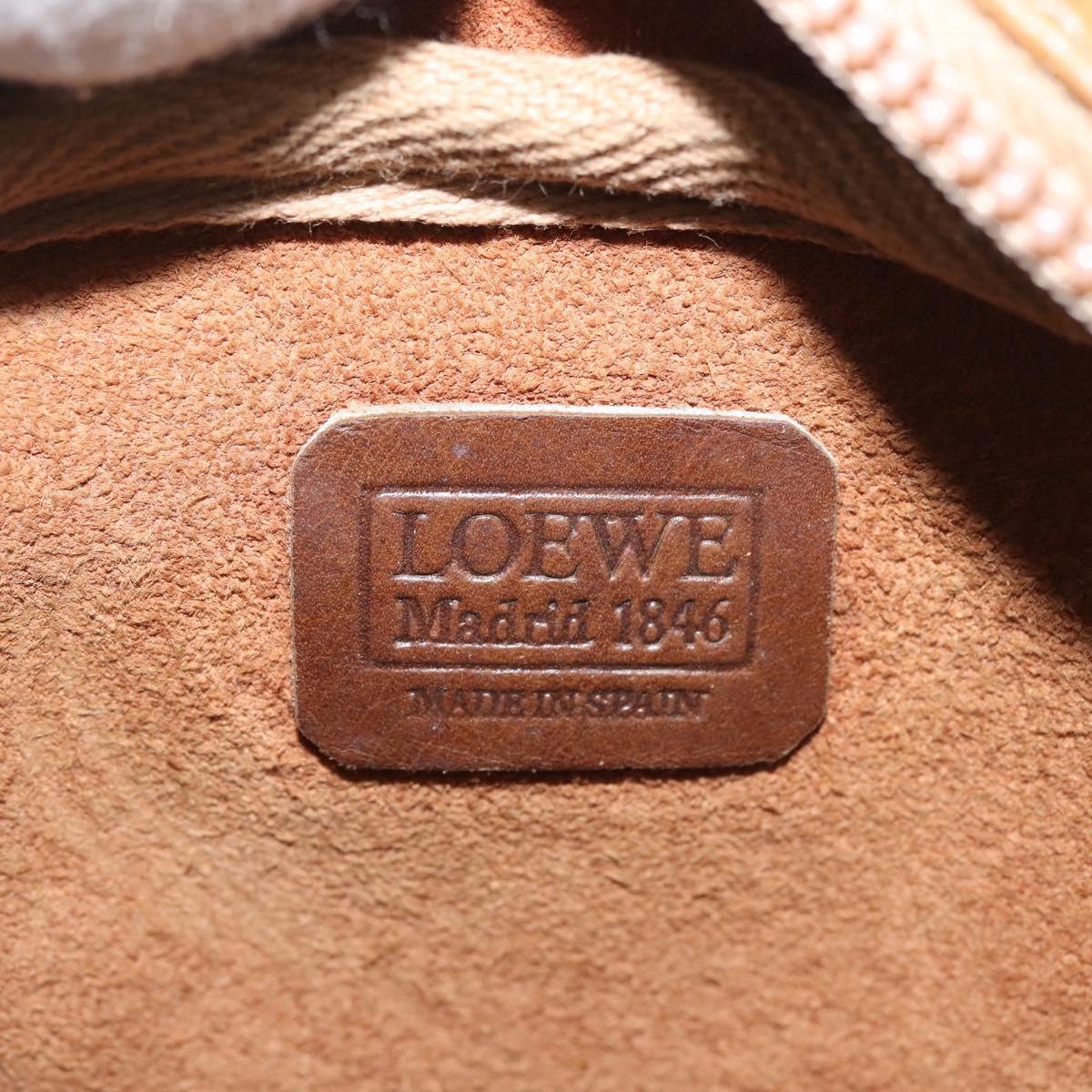 LOEWE Anagram Shoulder Bag Leather Beige Gold Auth 144092