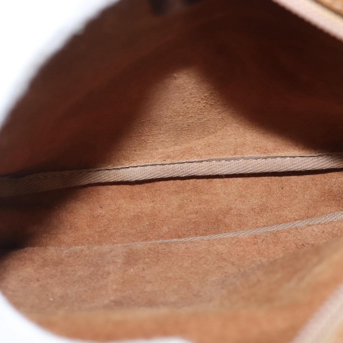 LOEWE Anagram Shoulder Bag Leather Beige Gold Auth 144092