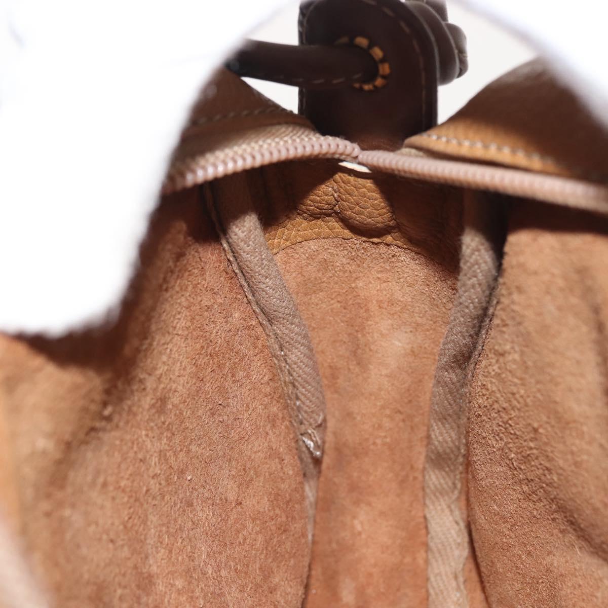 LOEWE Anagram Shoulder Bag Leather Beige Gold Auth 144092