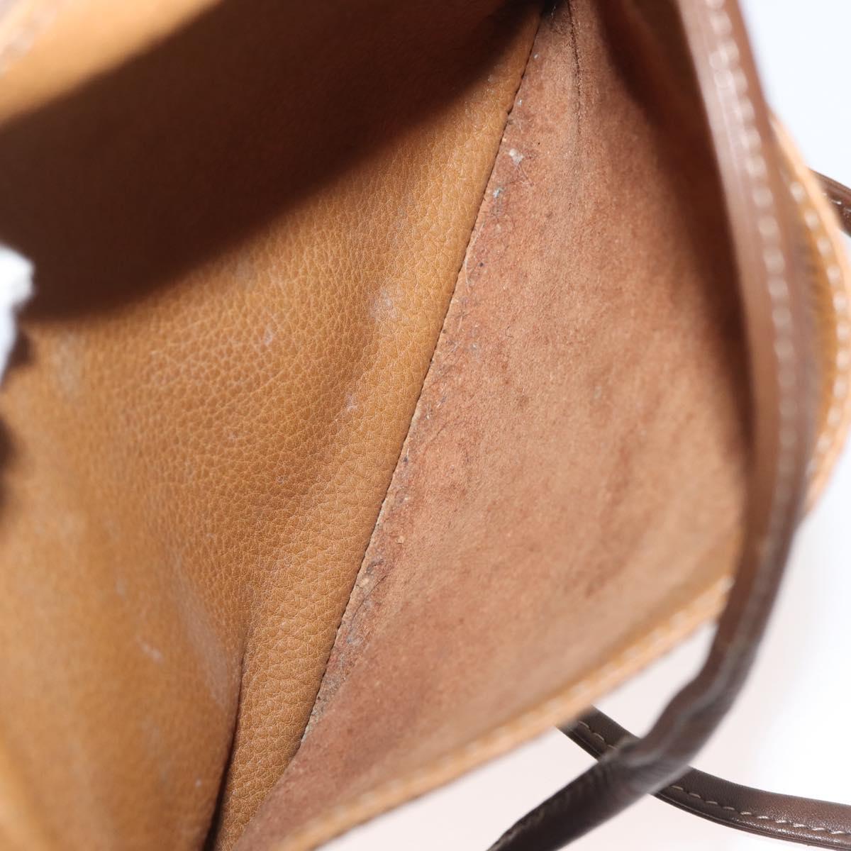 LOEWE Anagram Shoulder Bag Leather Beige Gold Auth 144092