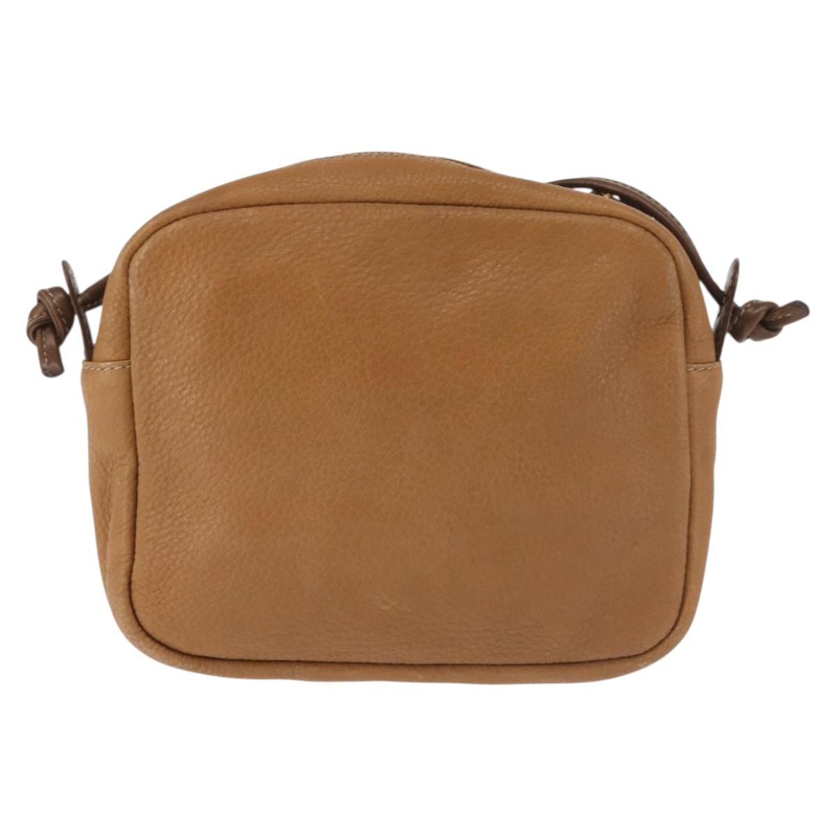 LOEWE Anagram Shoulder Bag Leather Beige Gold Auth 144092