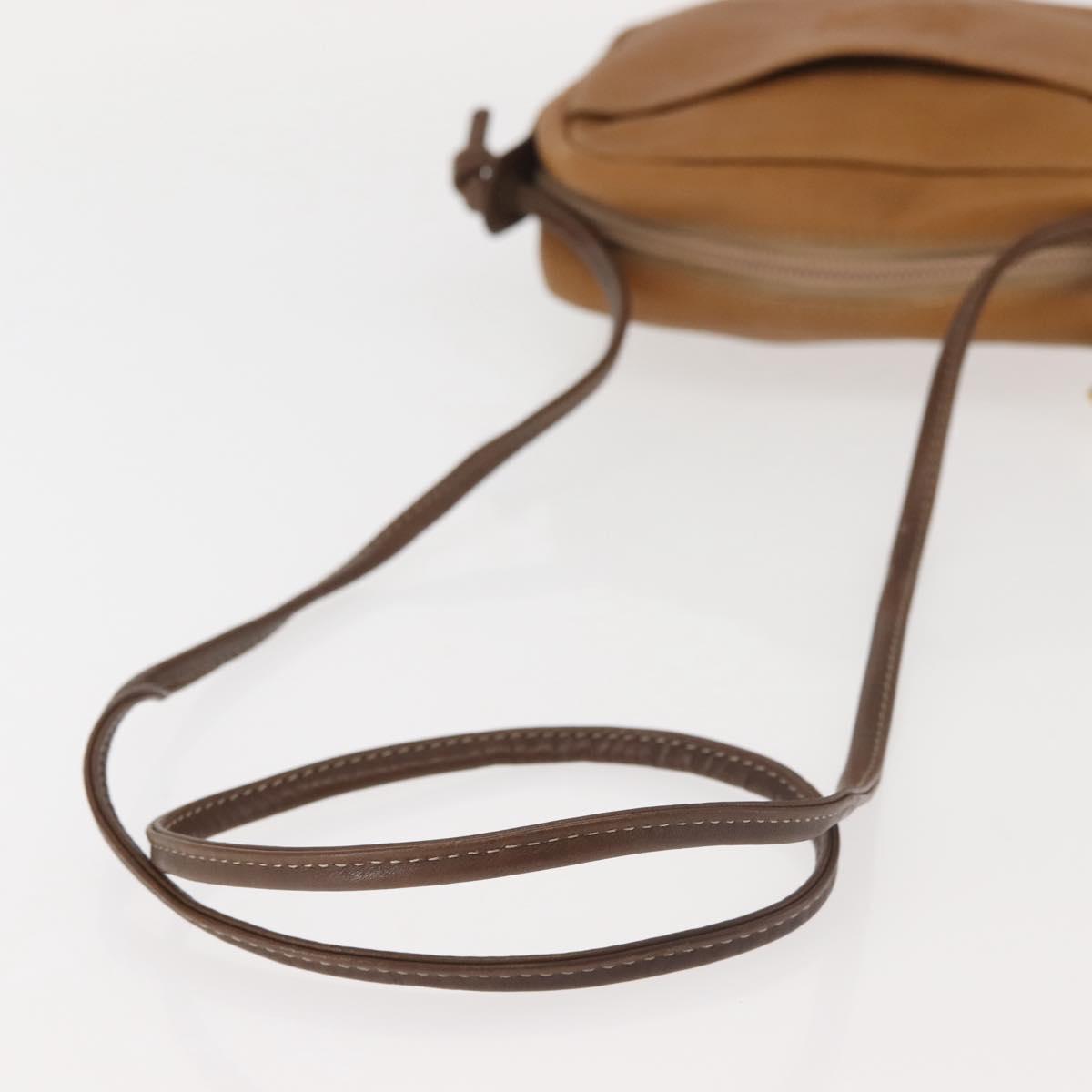 LOEWE Anagram Shoulder Bag Leather Beige Gold Auth 144092