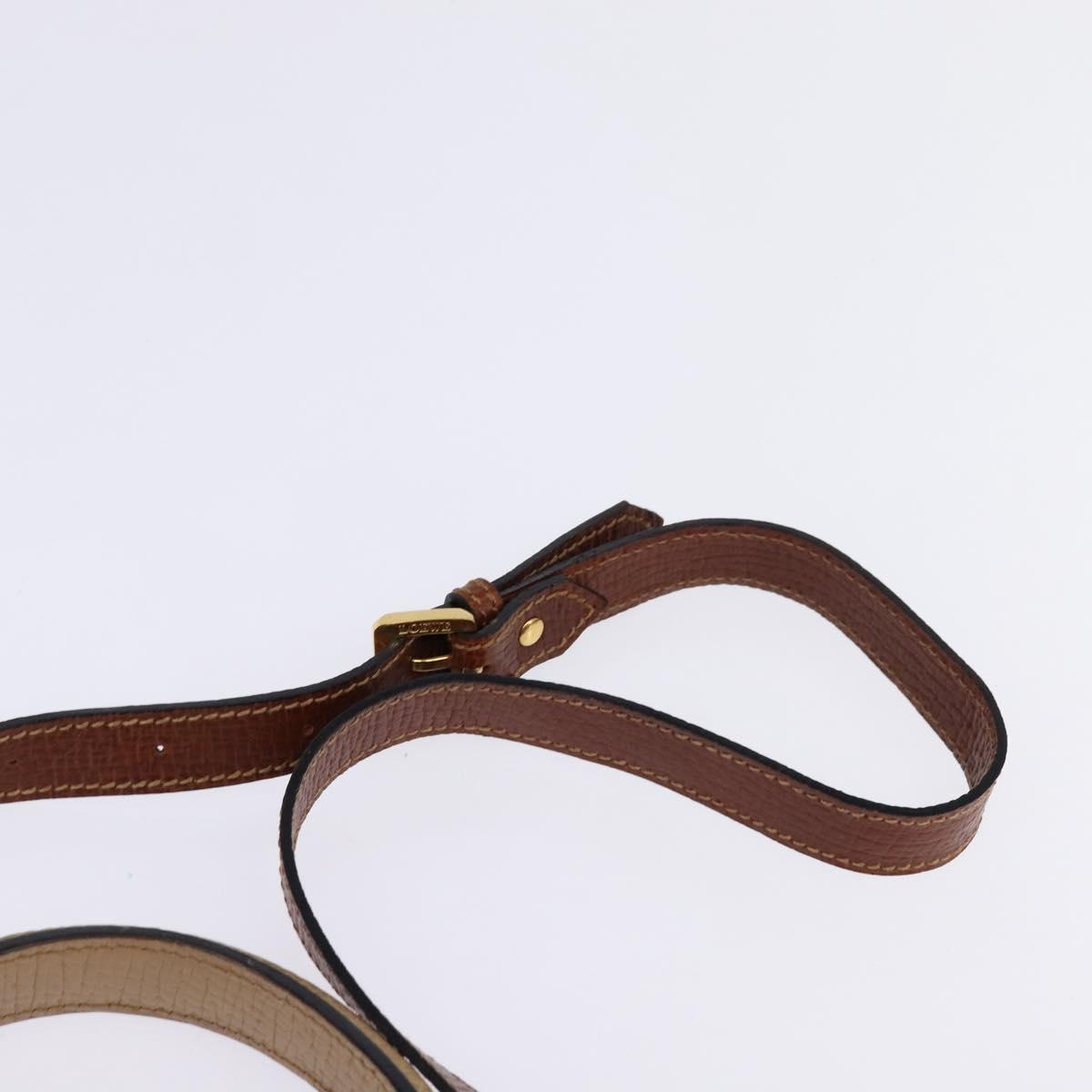LOEWE Barcelona Hand Bag Leather 2way Brown Gold Auth 144093