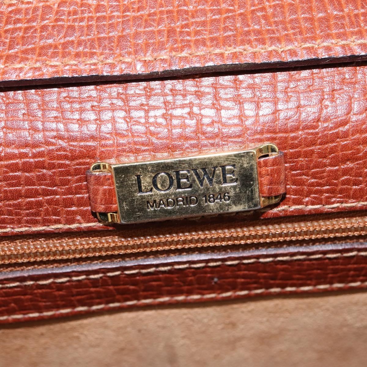 LOEWE Barcelona Hand Bag Leather 2way Brown Gold Auth 144093