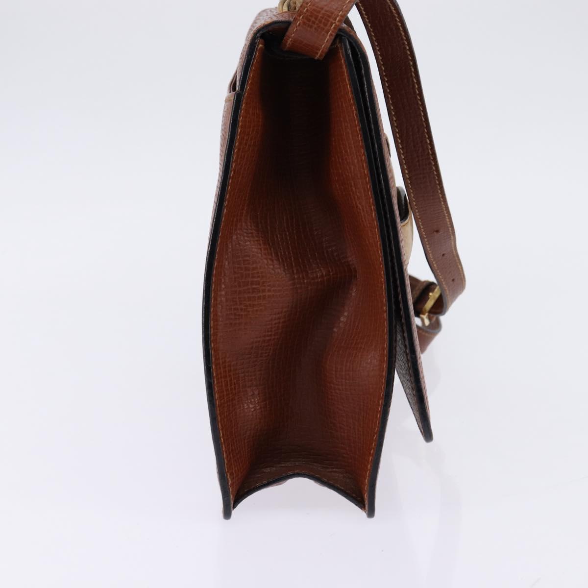 LOEWE Barcelona Hand Bag Leather 2way Brown Gold Auth 144093