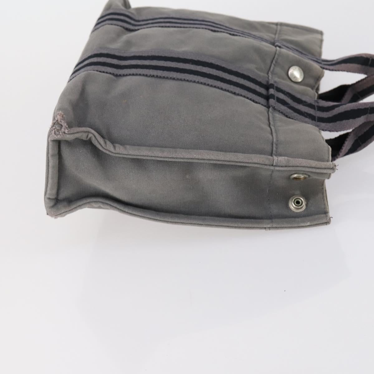 HERMES Fourre Tout PM Hand Bag Canvas 3 Set Gray Red Auth 144094