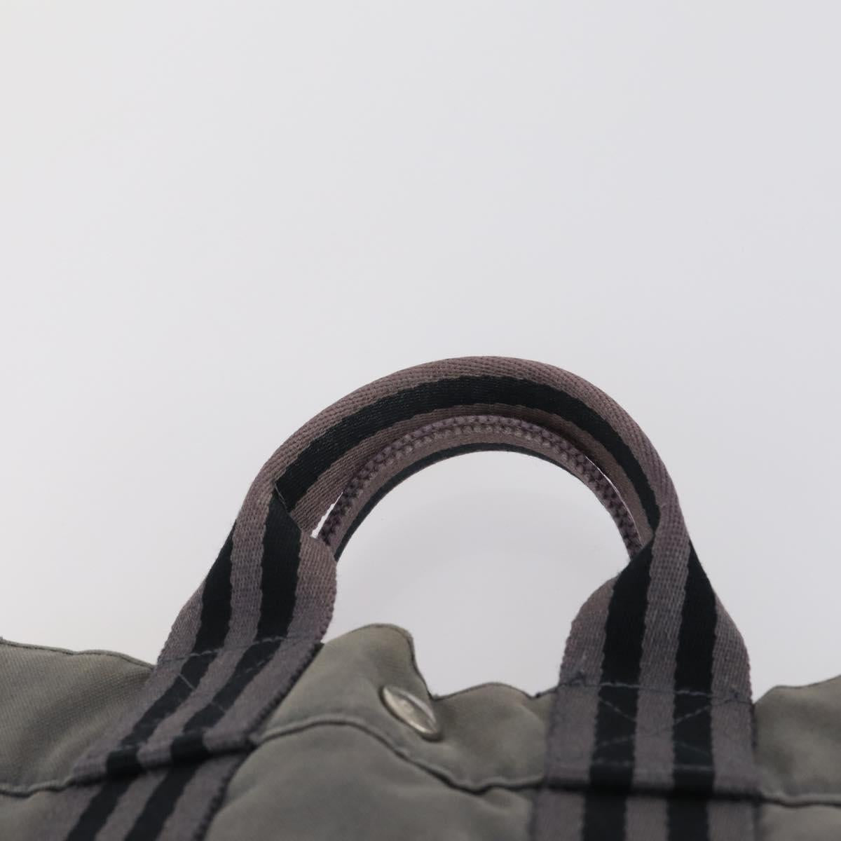 HERMES Fourre Tout PM Hand Bag Canvas 3 Set Gray Red Auth 144094