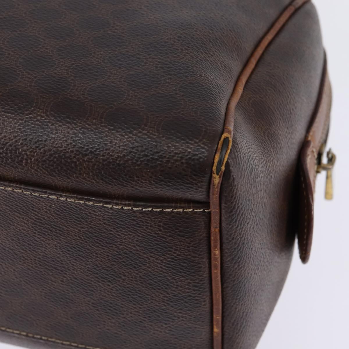 CELINE Macadam Canvas Hand Bag PVC Leather 2way Brown Gold Auth 144099