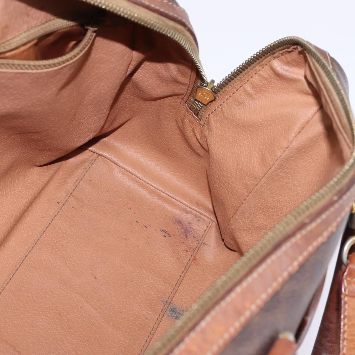 CELINE Macadam Canvas Hand Bag PVC Leather 2way Brown Gold Auth 144099