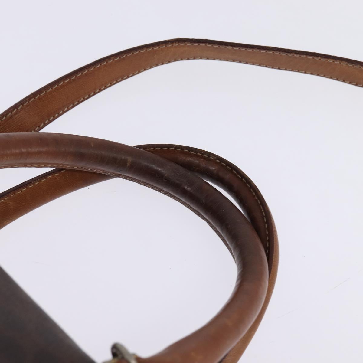 CELINE Macadam Canvas Hand Bag PVC Leather 2way Brown Gold Auth 144099