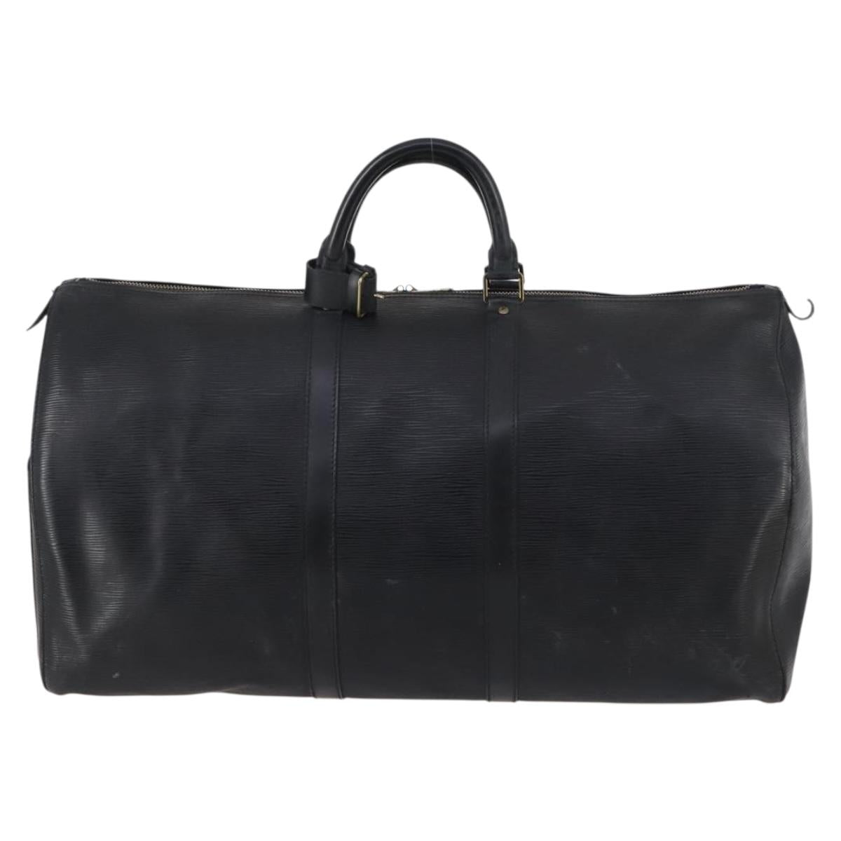 LOUIS VUITTON Epi Keepall 55 Boston Bag Noir Black M42952 LV Auth 144122