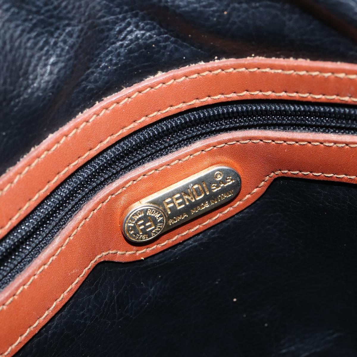 FENDI Pecan Canvas Hand Bag PVC 2way Black Brown Auth 144125