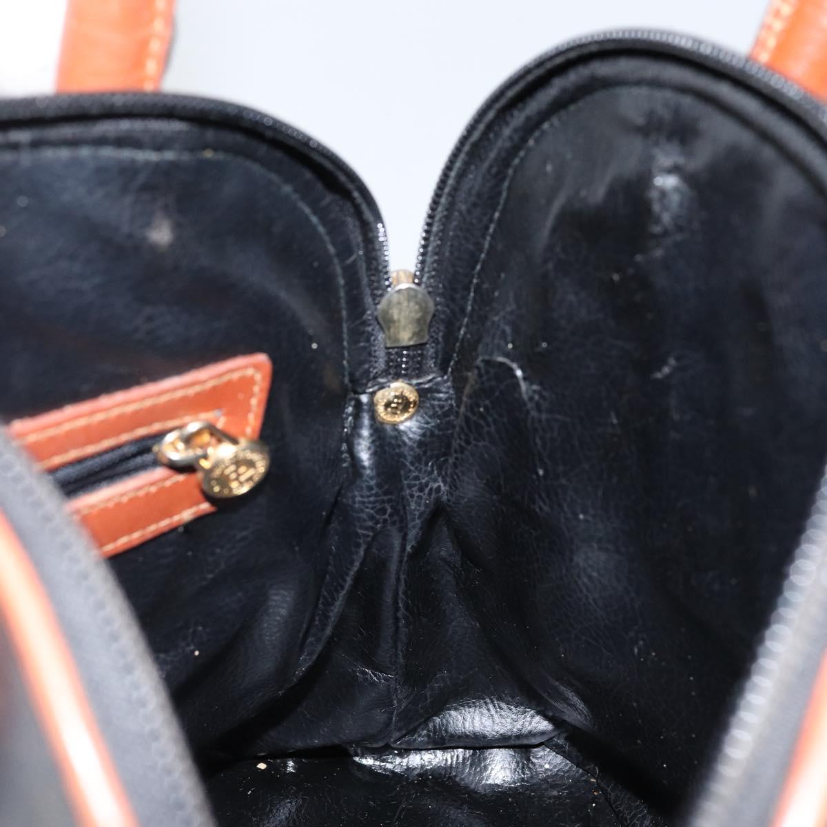 FENDI Pecan Canvas Hand Bag PVC 2way Black Brown Auth 144125