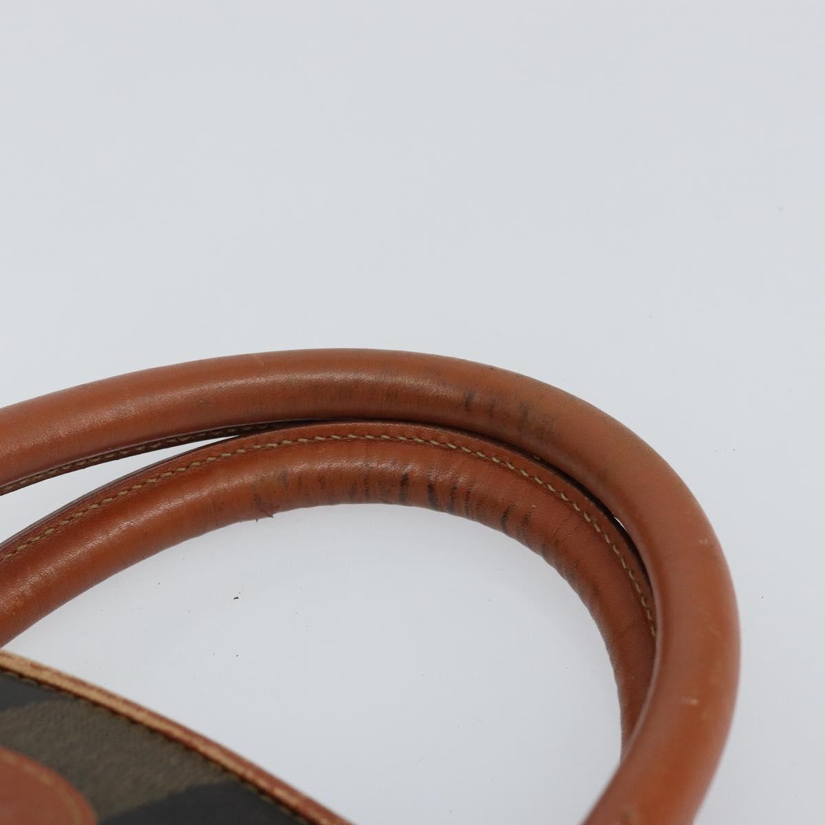 FENDI Pecan Canvas Hand Bag PVC 2way Black Brown Auth 144125