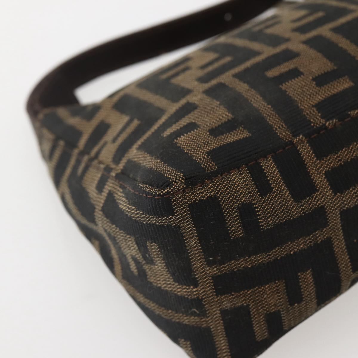 FENDI Zucca Canvas Hand Bag Brown Black Auth 144126