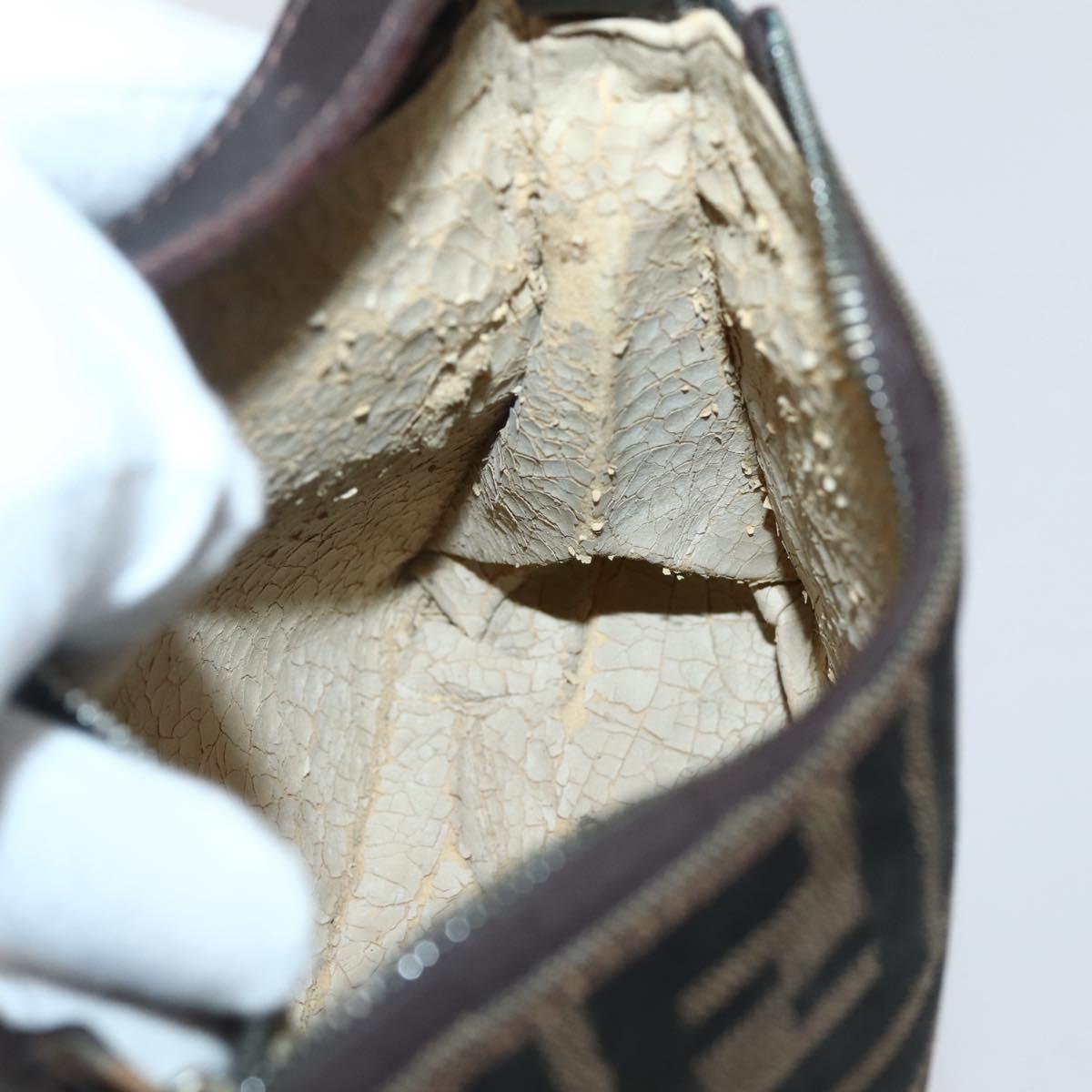 FENDI Zucca Canvas Hand Bag Brown Black Auth 144126