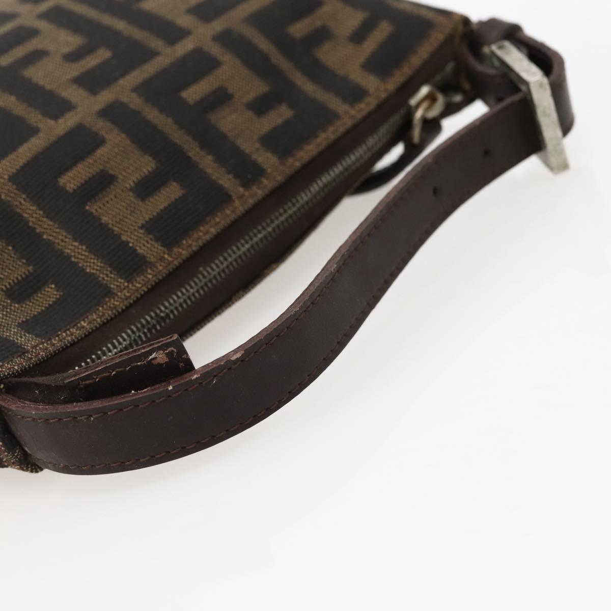 FENDI Zucca Canvas Hand Bag Brown Black Auth 144126