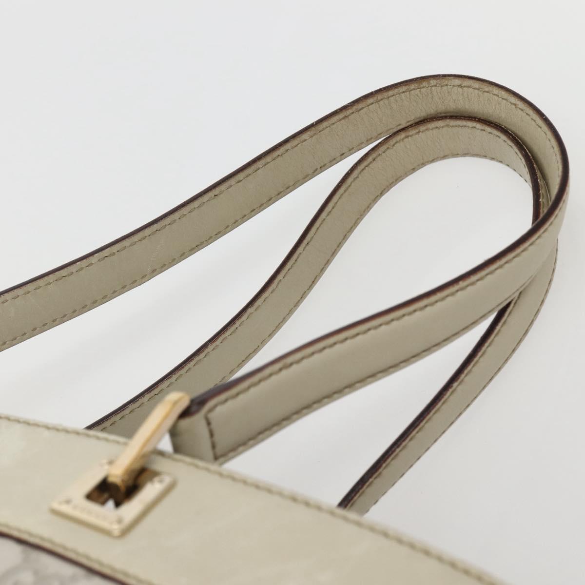 GUCCI GG Canvas Guccissima Tote Bag Leather White Gold 145993 Auth 144130