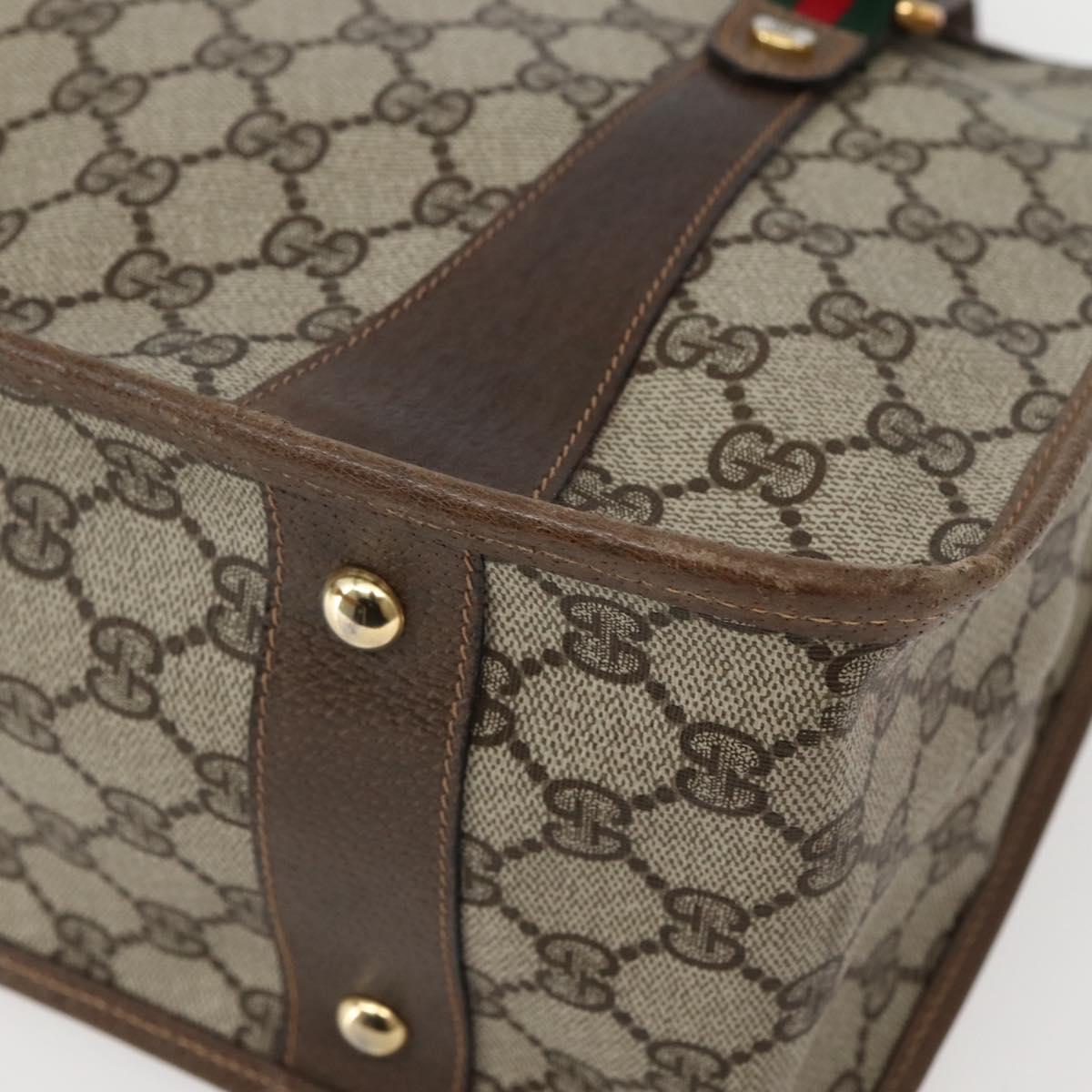 GUCCI GG Supreme Web Sherry Line Tote Bag PVC Beige Gold 41 02 039 Auth 144132