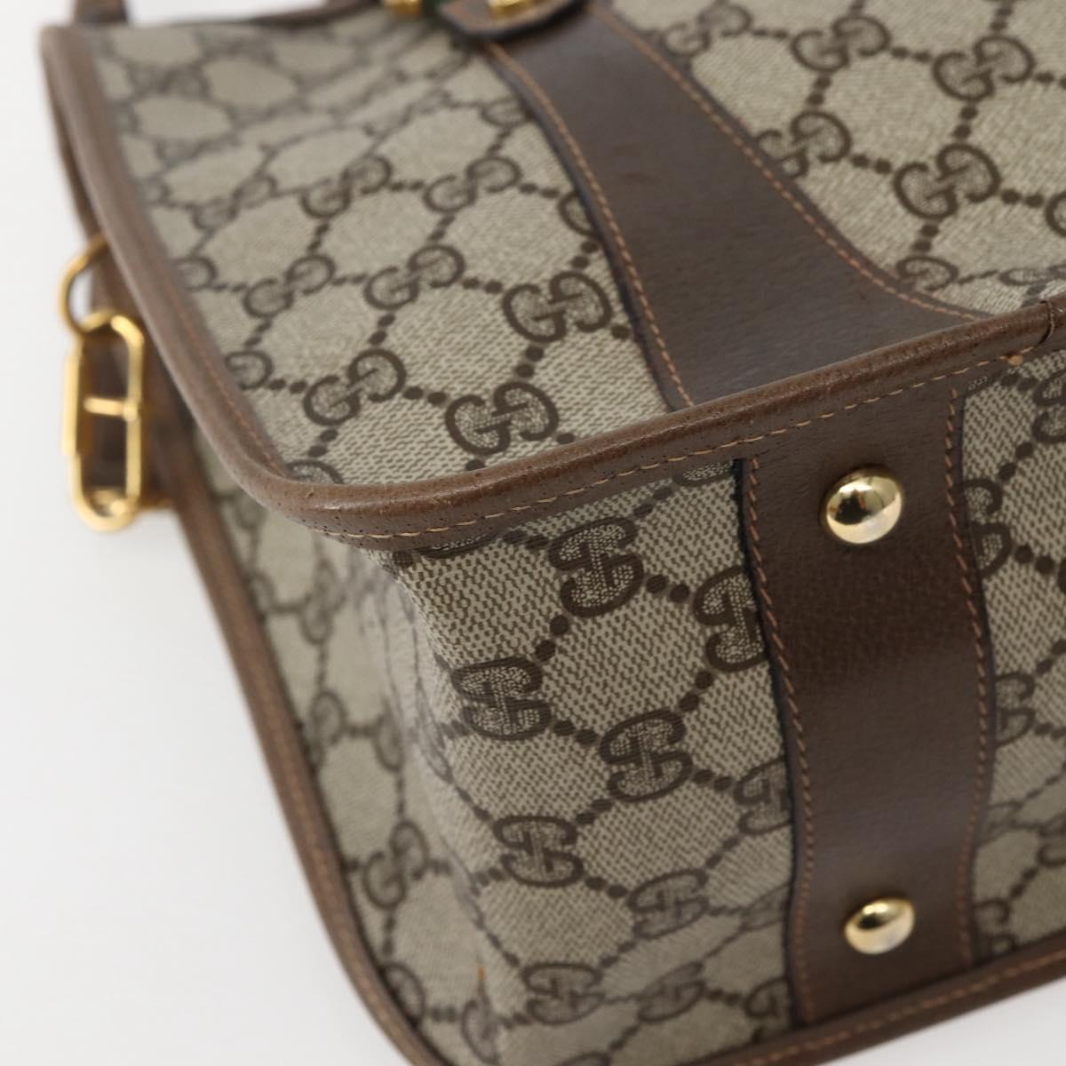 GUCCI GG Supreme Web Sherry Line Tote Bag PVC Beige Gold 41 02 039 Auth 144132