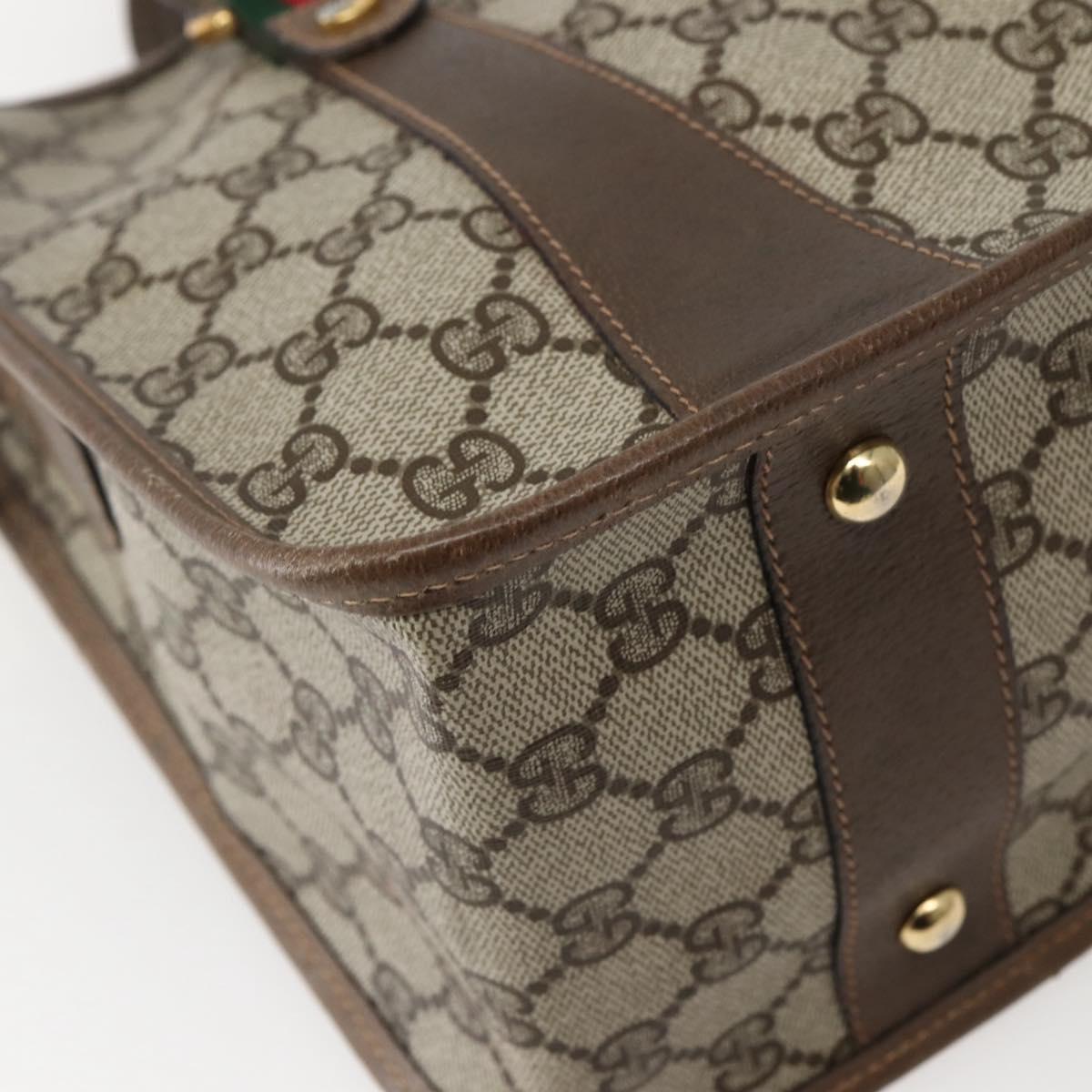 GUCCI GG Supreme Web Sherry Line Tote Bag PVC Beige Gold 41 02 039 Auth 144132