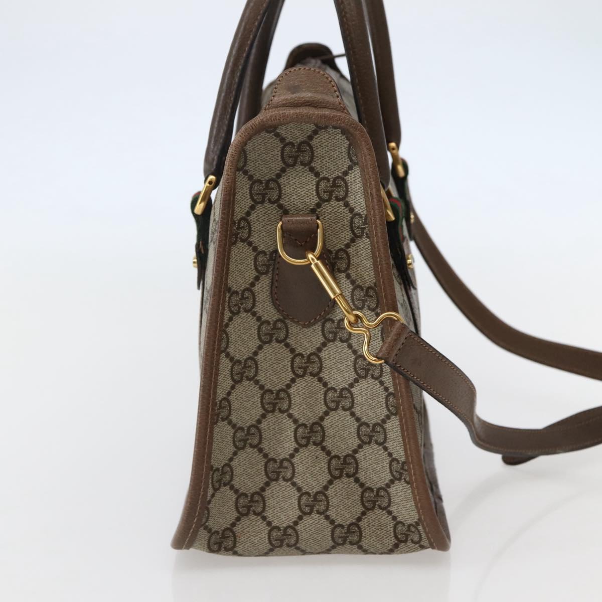 GUCCI GG Supreme Web Sherry Line Tote Bag PVC Beige Gold 41 02 039 Auth 144132