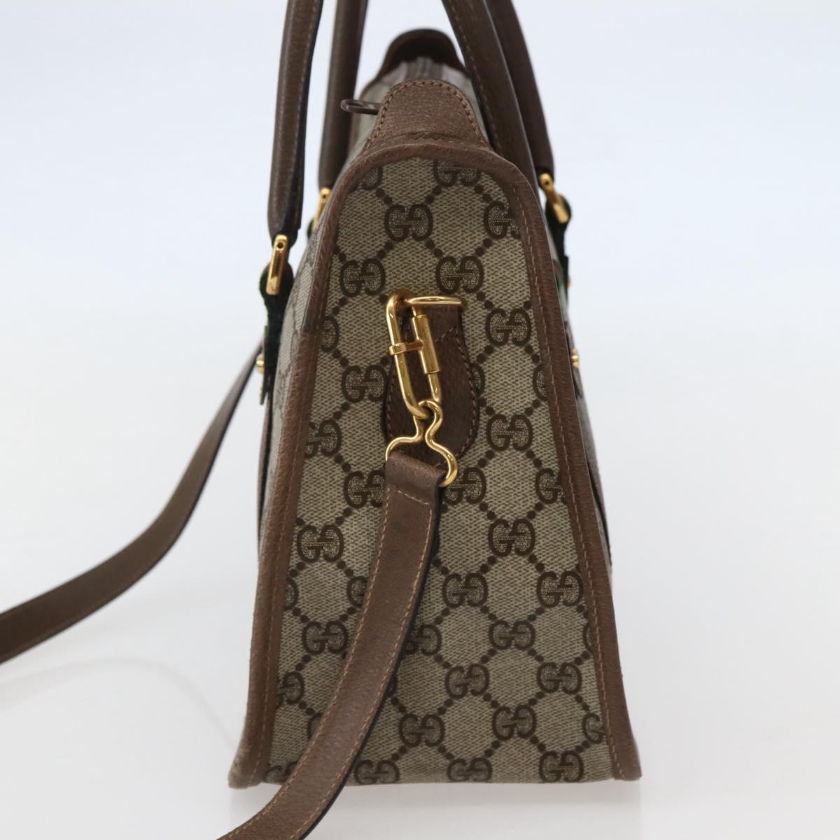 GUCCI GG Supreme Web Sherry Line Tote Bag PVC Beige Gold 41 02 039 Auth 144132