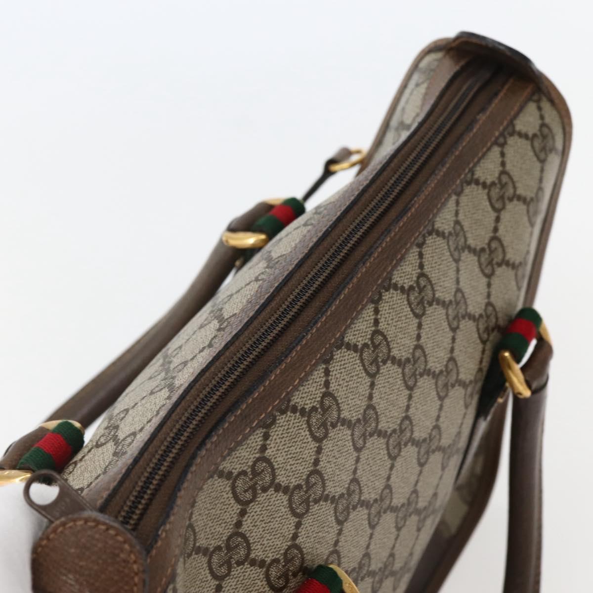 GUCCI GG Supreme Web Sherry Line Tote Bag PVC Beige Gold 41 02 039 Auth 144132