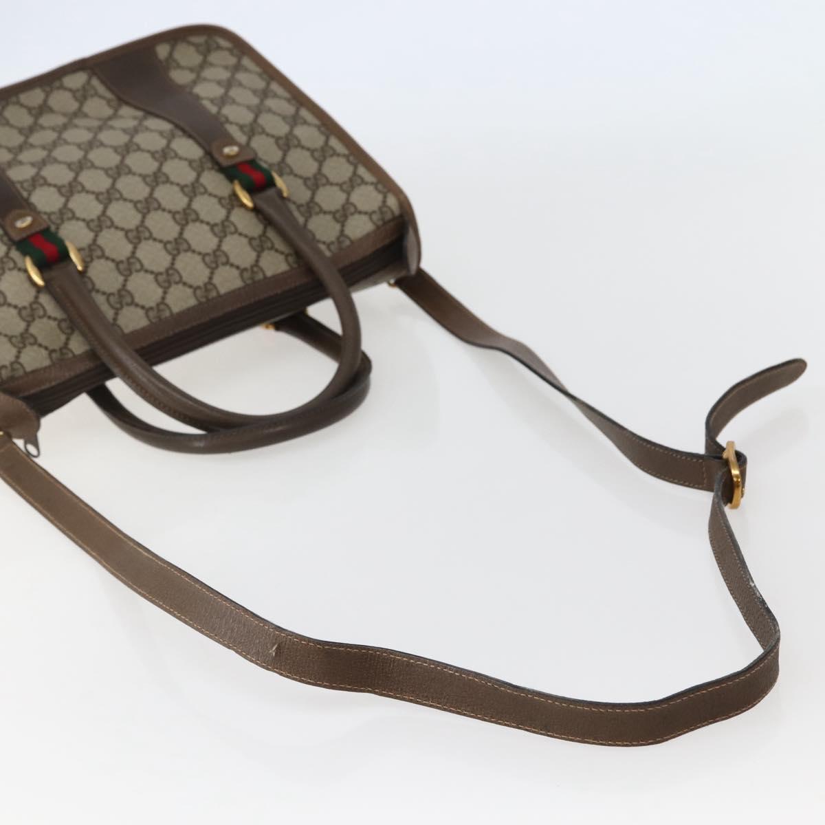 GUCCI GG Supreme Web Sherry Line Tote Bag PVC Beige Gold 41 02 039 Auth 144132