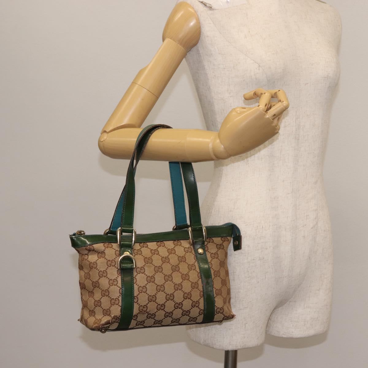 GUCCI GG Canvas Abbey Hand Bag Beige Gold 141471 Auth 144133