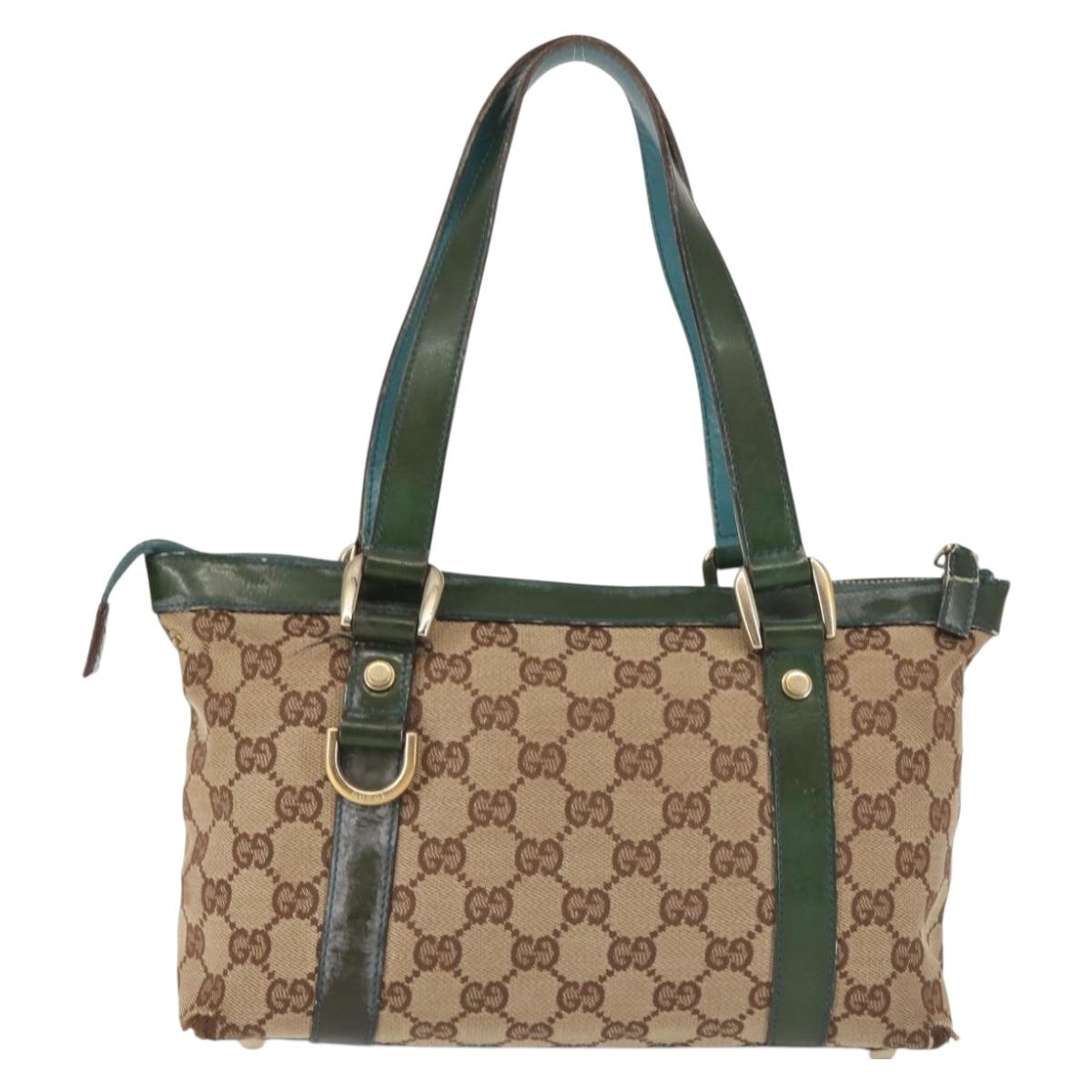 GUCCI GG Canvas Abbey Hand Bag Beige Gold 141471 Auth 144133