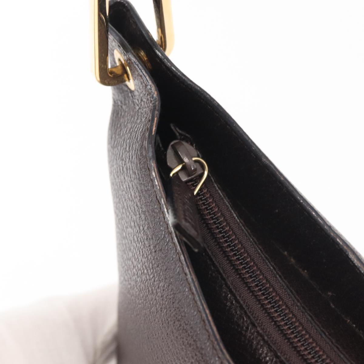 GUCCI Bamboo Shoulder Bag Leather Dark Brown Gold 001 3008 Auth 144134