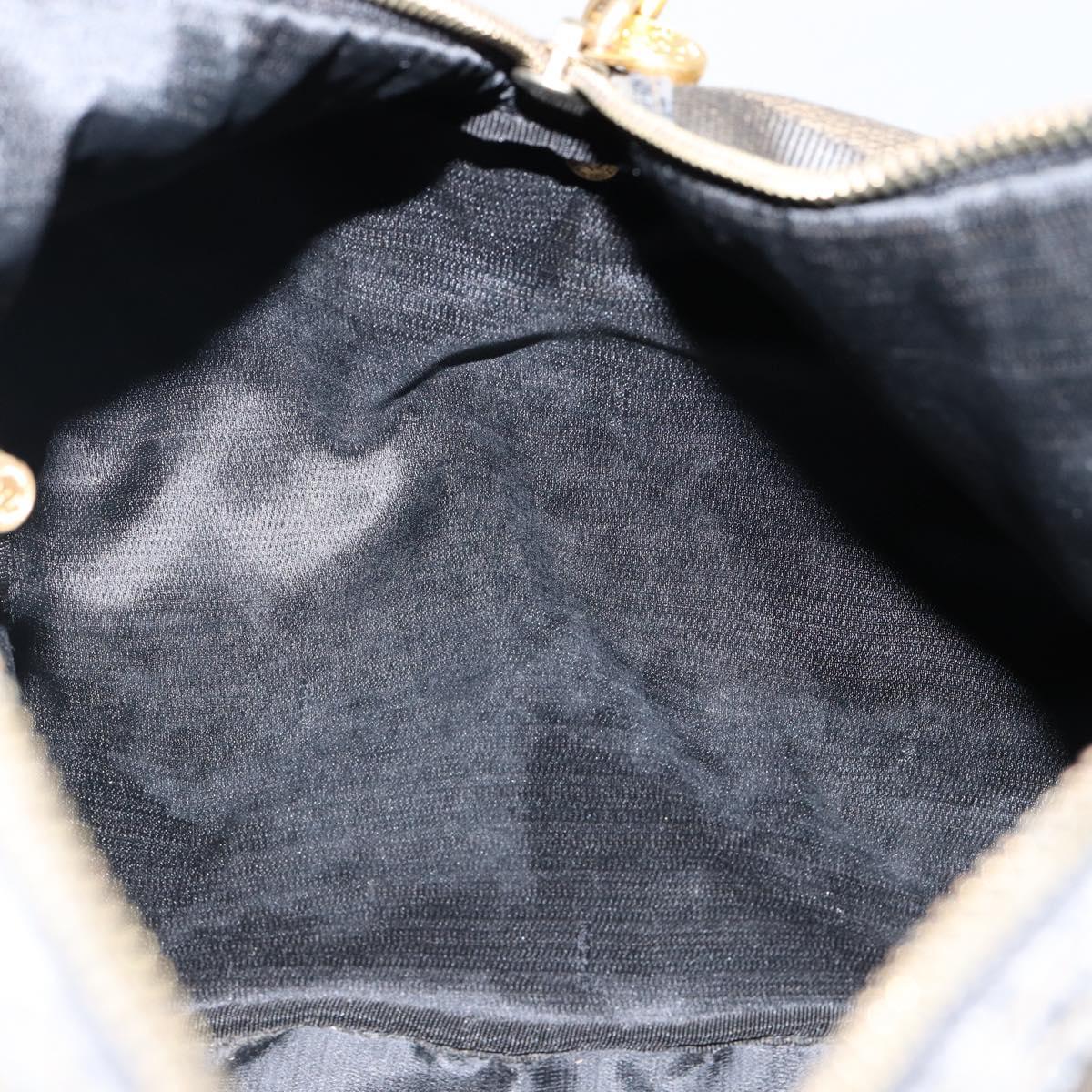 FENDI Pecan Canvas Boston Bag PVC Black Brown Auth 144142