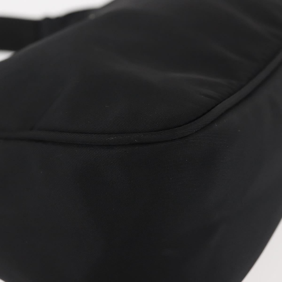 PRADA Hand Bag Nylon Black Silver Auth 144143