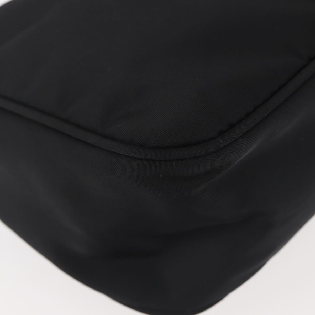 PRADA Hand Bag Nylon Black Silver Auth 144143