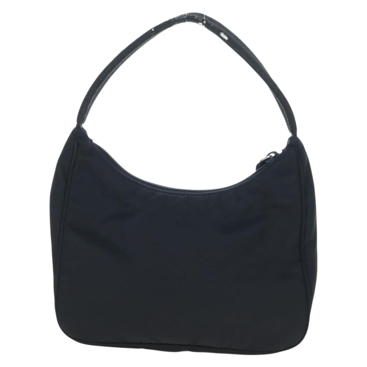 PRADA Hand Bag Nylon Black Silver Auth 144143