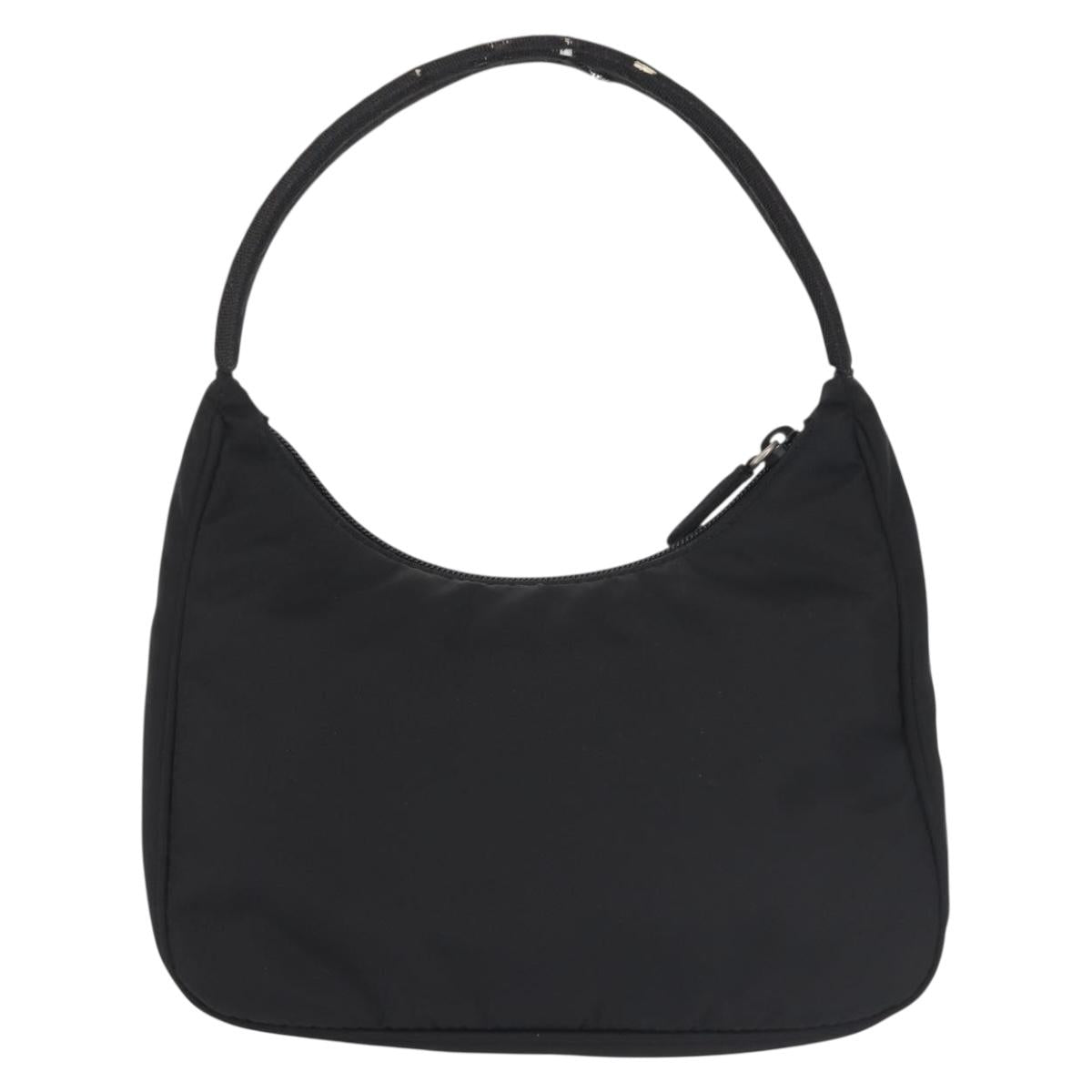 PRADA Hand Bag Nylon Black Silver Auth 144143
