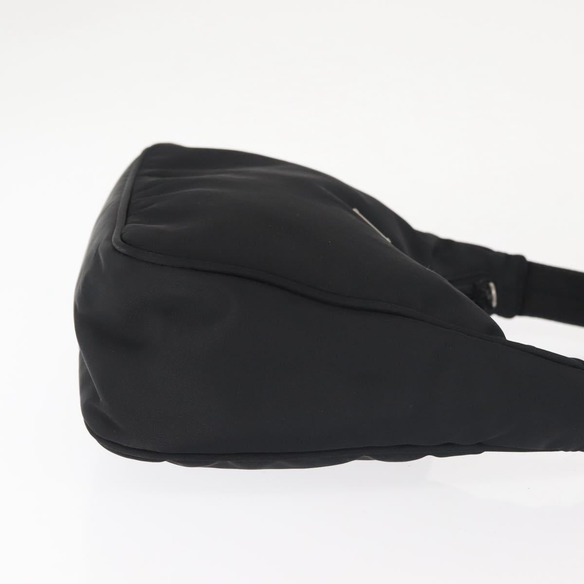 PRADA Hand Bag Nylon Black Silver Auth 144143