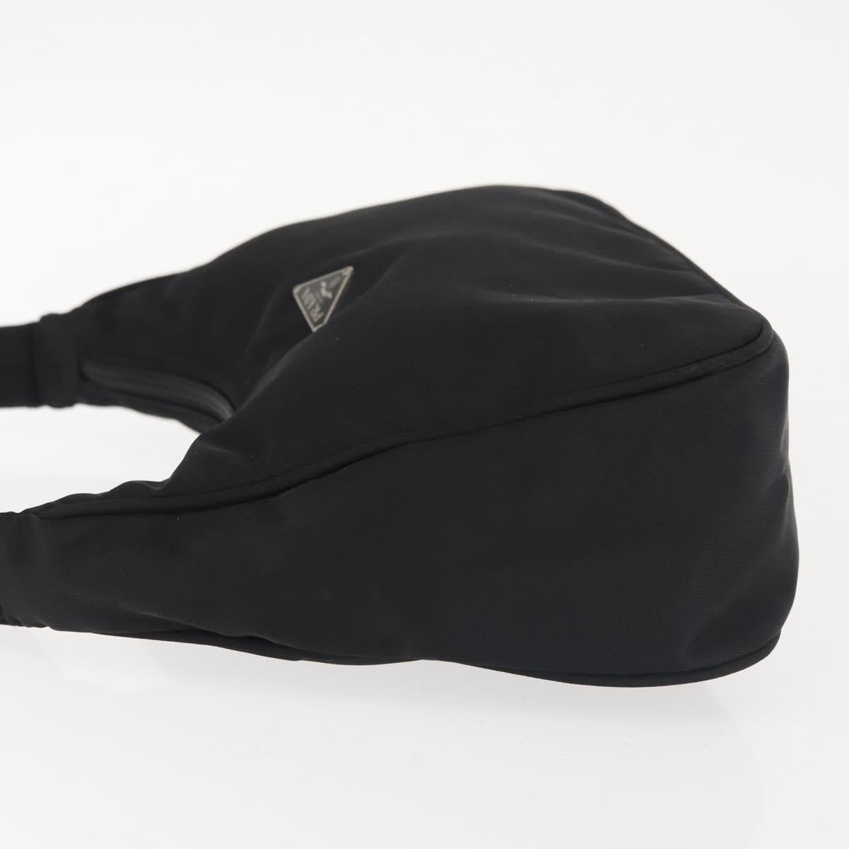 PRADA Hand Bag Nylon Black Silver Auth 144143