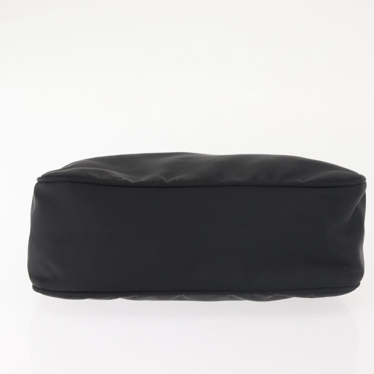 PRADA Hand Bag Nylon Black Silver Auth 144143