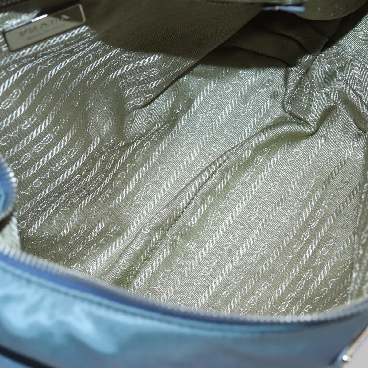 PRADA Shoulder Bag Nylon Light Blue Silver Auth 144144